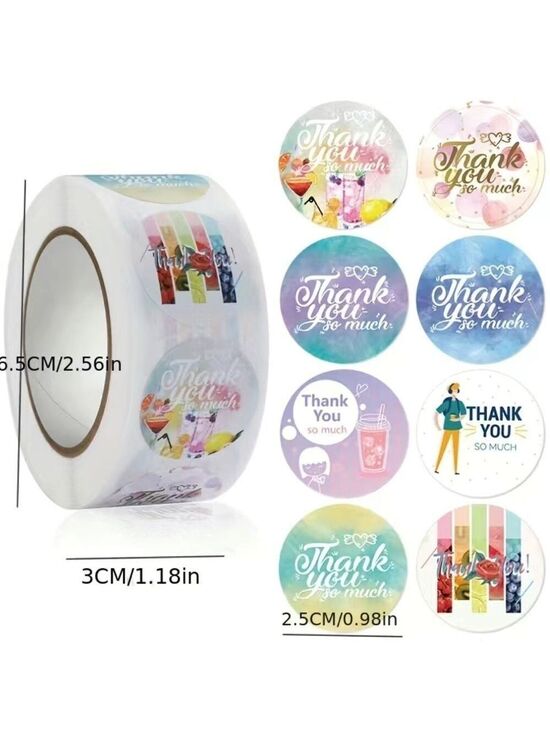 Other - 500 Summer Fun Thank You Stickers 1 inch , Roll, Round PRICE IS FIRM